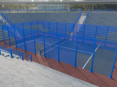 Padel court with concrete stands 3D model