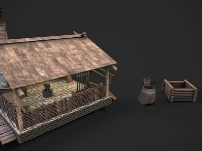 Medieval forge 3d model Low-poly 3D model
