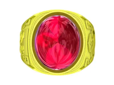 A5402 Oval Ruby Men Ring 3D print model