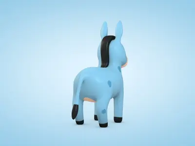 Cute Cartoon Donkey Low-poly 3D model