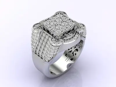 Print Ready STL 3DM  Gents Rings Diamond Men Ring  3D print model 13