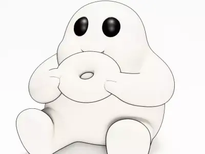  Cutie Donut Ghost Rigging toy 3D print model