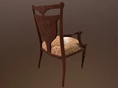 Antique chair -PBR Game Ready 3D model Low-poly 3D model