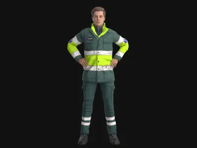 Paramedic Rigged Low-poly 3D model