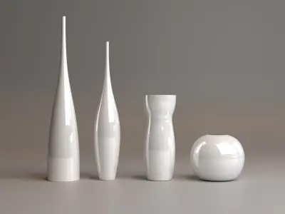 A set of modern decorative vases  Low-poly 3D model