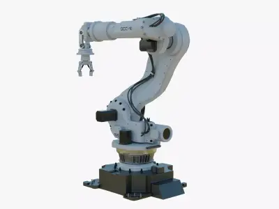 Industrial Robot Arm White Clean Low-poly 3D model
