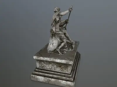 Neptune Statue Low-poly 3D model