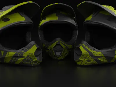3 Moto Helmets 3D model
