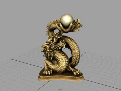 Chinese dragon statue Low-poly 3D model