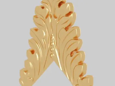 Classic 3D motifs inlaid with gold frame 3D model get