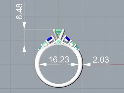 Ring Engagment Ring Saphire 3D print model 3D print model