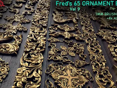 Fred ORNAMENT BRUSH- Vol 9 - IMMBRUSH-3DModels-Alpha Low-poly 3D model