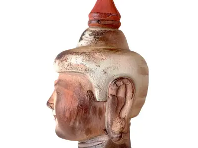 Antique Wooden Buddha Head 3D model