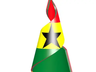 Ghana Flag on a spiral helix structure 3D model