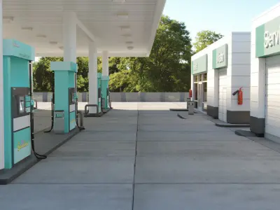Realistic Low - Poly Gas Station 3D Model Low-poly 3D model