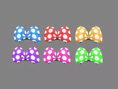 Six bow hair bands -  hairpins - head decoration Low-poly 3D model