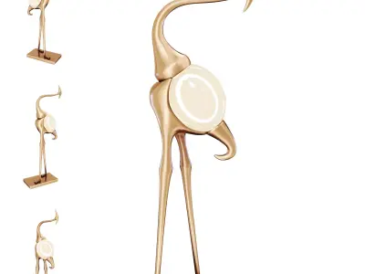 Animal Crane Art Deco Floor Lamp 3D model