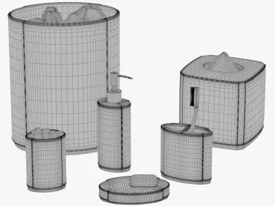 Furla Cream Damask Ceramic Bath Accessories 3D model