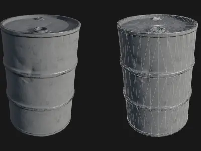 Low Poly PBR Metal Barrels Low-poly 3D model