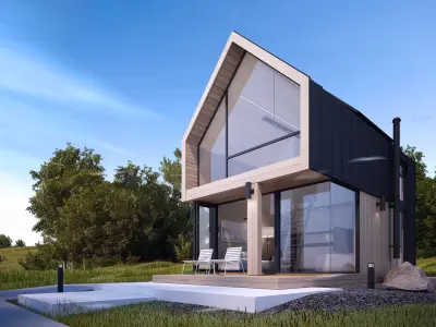 Tiny House Plan 36 sqm Modern Cabin PDFand CAD Files Low-poly 3D model