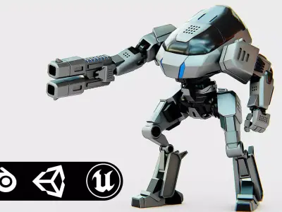 ROBOCOP Z500 Rigged for Unreal Engine - Unity - MIXAMO  3D model