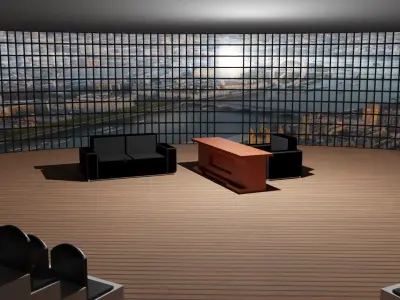 Talk Show Studio Low-poly 3D model