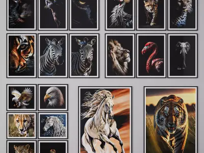 Set of large Animals Pictures 3D model