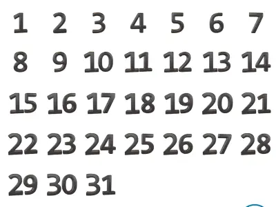 Date Number v2 Pack 01 Low-poly 3D model