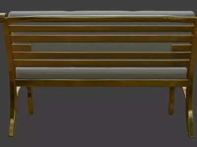 Luxury Gold Metal Frame Tufted Bench 3D Model 3D model