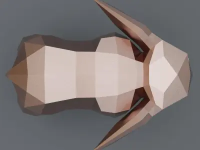 Copper elephant low poly 3D model for 3D print 3D print model