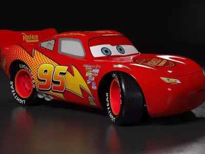 Lightning Mcqueen 3D Rigging  3D model