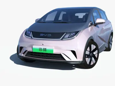 BYD Dolphin EV 2023 With interior  Low-poly 3D model