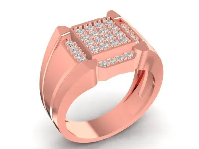 Square Pave Diamond Men Ring  613 3D print model