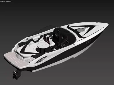 Luxury Bowrider Speedboat Black and White 3D model  3D model