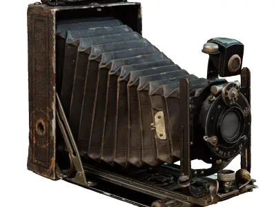 Old Camera CP Goerz Tenax Tenastigmat lens Low-poly 3D model