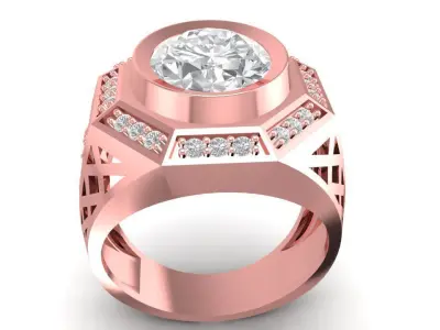 Geometric Signet Men Ring   610 3D print model