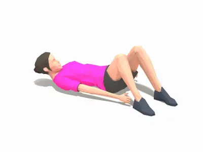 heel touches Exercise Woman Animation Low-poly 3D model