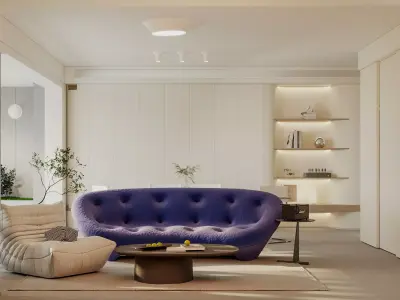 Modern living room dining room interior scenes 167 3D model