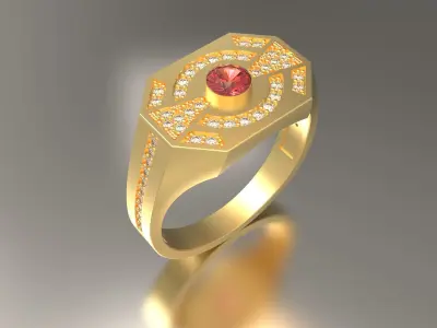 Mens Diamond and Ruby Ring 3D print model