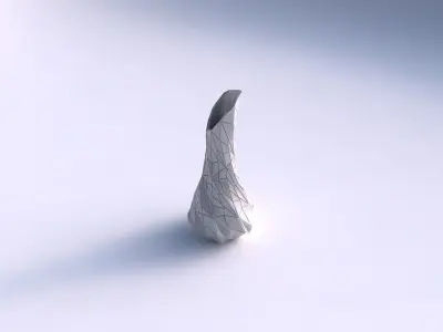 Vase twisted top bent hexagon 2 with mosaic plates 3D print model