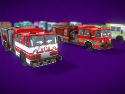 Truck Fire Low-poly 3D model