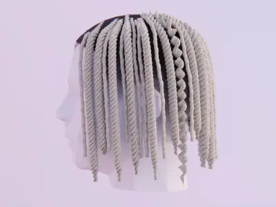 Short Braided Dreads inspired by Lil Durk Low-poly 3D model