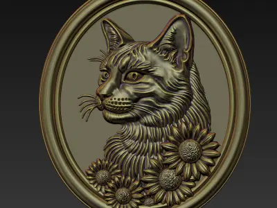 Cat Head Pendant A87 3D print model