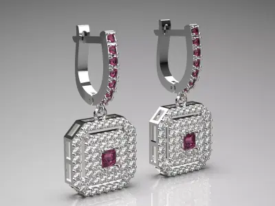luxury diamond earring je0007 3D print model