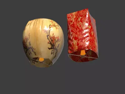 Chinese sky lantern  Low-poly 3D model purchase