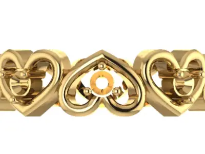 Diamond heart gold ring 3D print model