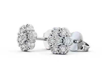 stl file diamond cluster stud earrings gold 3D print model