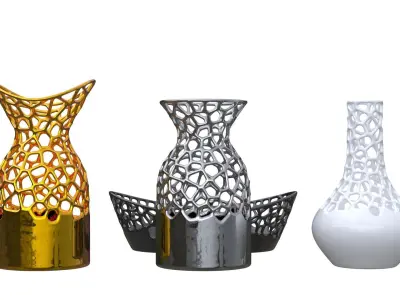 Voronoi pattern Four vases 3D print model