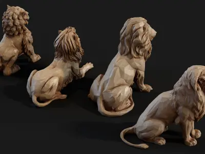 Paper Lions - 5 lowpoly PBR models Low-poly 3D model