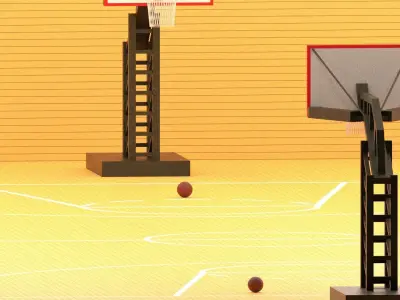 Cartoon Basketball Gym 1 Low-poly 3D model